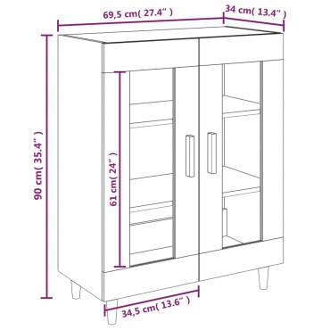 vidaXL Ντουλάπι Γυαλιστερό Λευκό 69,5x34x90cm Επεξεργασμένο Ξύλο 1 τεμ.