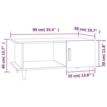 vidaXL Τραπεζάκι Σαλονιού Μαύρο 90x50x40cm Επεξεργασμένο Ξύλο 1 τεμ.