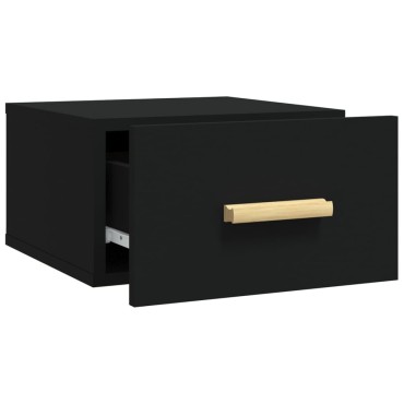 vidaXL Κομοδίνο Επιτοίχιο Μαύρα 35x35x20cm 1 τεμ.