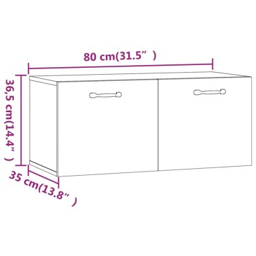 vidaXL Ντουλάπι Τοίχου Γκρι Σκυρ. 80x36,5x35cm Επεξεργασμένο Ξύλο 1 τεμ.