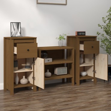 vidaXL Συρταριέρες 2 τεμ. Καφέ Μελί 40x35x80cm από Μασίφ Ξύλο Πεύκου