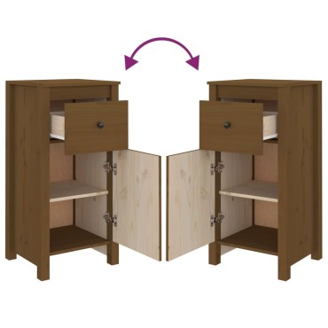 vidaXL Συρταριέρες 2 τεμ. Καφέ Μελί 40x35x80cm από Μασίφ Ξύλο Πεύκου