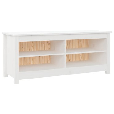 vidaXL Παπουτσοθήκη Λευκό 110x38x45,5cm από Μασίφ Ξύλο Πεύκου
