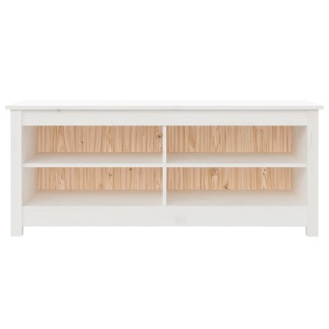 vidaXL Παπουτσοθήκη Λευκό 110x38x45,5cm από Μασίφ Ξύλο Πεύκου