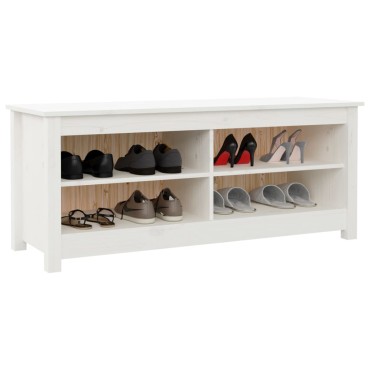 vidaXL Παπουτσοθήκη Λευκό 110x38x45,5cm από Μασίφ Ξύλο Πεύκου