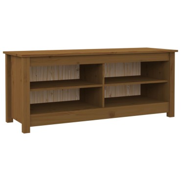 vidaXL Παπουτσοθήκη Μελί 110x38x45,5cm από Μασίφ Ξύλο Πεύκου
