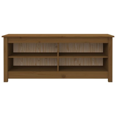 vidaXL Παπουτσοθήκη Μελί 110x38x45,5cm από Μασίφ Ξύλο Πεύκου
