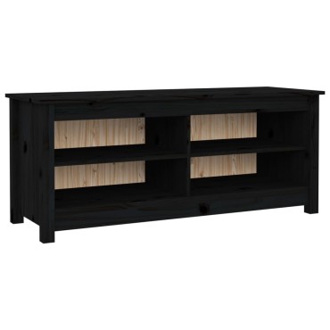 vidaXL Παπουτσοθήκη Μαύρο 110x38x45,5cm από Μασίφ Ξύλο Πεύκου