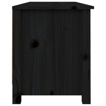 vidaXL Παπουτσοθήκη Μαύρο 110x38x45,5cm από Μασίφ Ξύλο Πεύκου