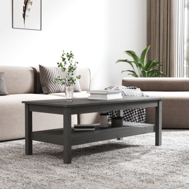 vidaXL Τραπεζάκι Σαλονιού Γκρι 110x50x40cm από Μασίφ Ξύλο Πεύκου 1 τεμ.