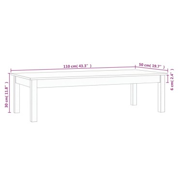 vidaXL Τραπεζάκι Σαλονιού Γκρι 110x50x30cm από Μασίφ Ξύλο Πεύκου 1 τεμ.