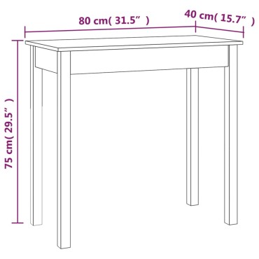 vidaXL Τραπέζι Κονσόλα Λευκό 80x40x75cm από Μασίφ Ξύλο Πεύκου 1 τεμ.