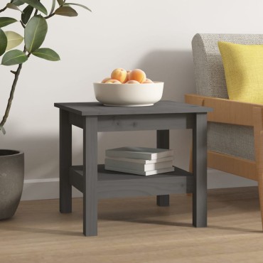 vidaXL Τραπεζάκι Σαλονιού Γκρι 45x45x40cm από Μασίφ Ξύλο Πεύκου 1 τεμ.