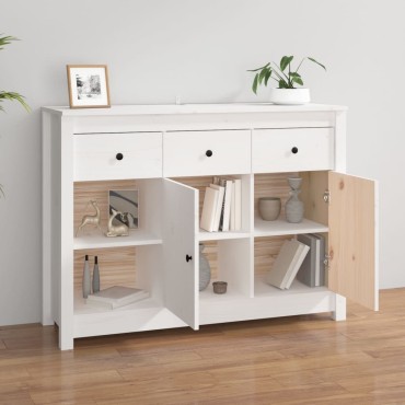 vidaXL Συρταριέρα Λευκή 100x35x74cm από Μασίφ Ξύλο Πεύκου 1 τεμ.
