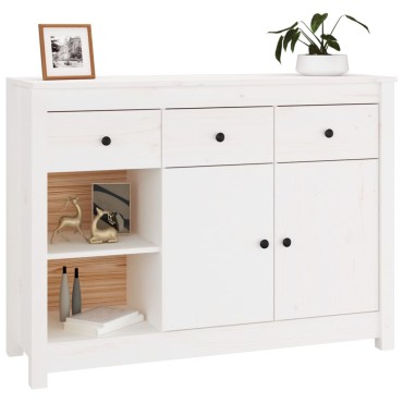 vidaXL Συρταριέρα Λευκή 100x35x74cm από Μασίφ Ξύλο Πεύκου 1 τεμ.