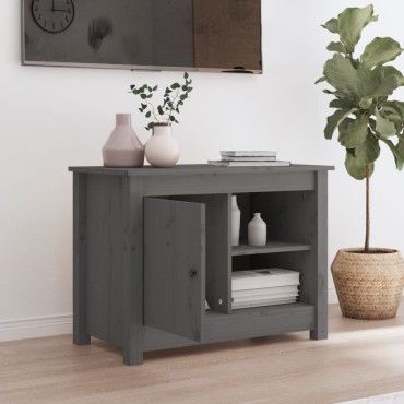 vidaXL Έπιπλο Τηλεόρασης Γκρι 70x36,5x52cm από Μασίφ Ξύλο Πεύκου