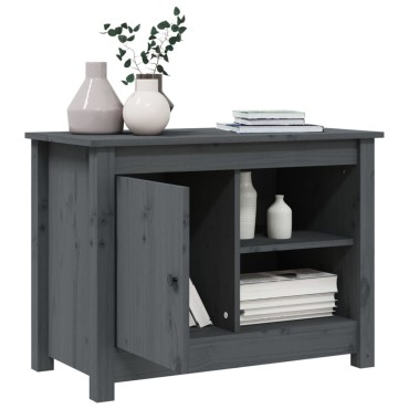 vidaXL Έπιπλο Τηλεόρασης Γκρι 70x36,5x52cm από Μασίφ Ξύλο Πεύκου