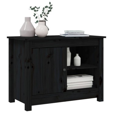vidaXL Έπιπλο Τηλεόρασης Μαύρο 70x36,5x52cm από Μασίφ Ξύλο Πεύκου