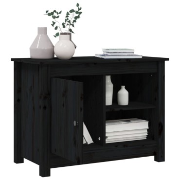 vidaXL Έπιπλο Τηλεόρασης Μαύρο 70x36,5x52cm από Μασίφ Ξύλο Πεύκου