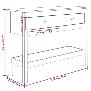 vidaXL Τραπέζι Κονσόλα 100x35x75cm από Μασίφ Ξύλο Πεύκου 1 τεμ.