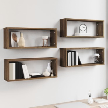 vidaXL Ραφιέρες Τοίχου Κύβοι 4 τεμ. Καπν. Δρυς 60x15x23cm Επεξ. Ξύλο