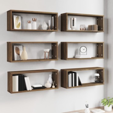 vidaXL Ραφιέρες Τοίχου Κύβοι 6 τεμ. Καπν. Δρυς 60x15x23cm Επεξ. Ξύλο