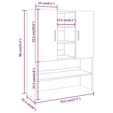 vidaXL Ντουλάπι Πλυντηρίου Καφέ Δρυς 70,5 x 25,5 x 90 εκ.