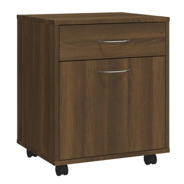 vidaXL Ντουλάπι Με Ροδάκια Καφέ Δρυς 45x38x54cm Επεξεργ. Ξύλο 1 τεμ.