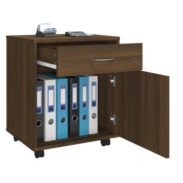 vidaXL Ντουλάπι Με Ροδάκια Καφέ Δρυς 45x38x54cm Επεξεργ. Ξύλο 1 τεμ.