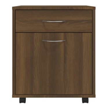 vidaXL Ντουλάπι Με Ροδάκια Καφέ Δρυς 45x38x54cm Επεξεργ. Ξύλο 1 τεμ.