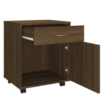 vidaXL Ντουλάπι Με Ροδάκια Καφέ Δρυς 45x38x54cm Επεξεργ. Ξύλο 1 τεμ.
