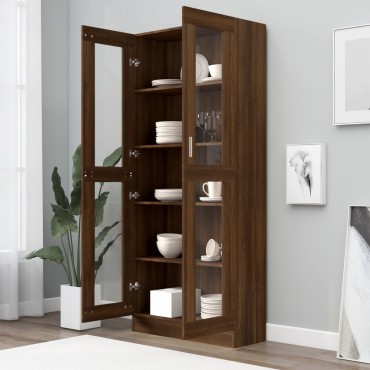 vidaXL Βιτρίνα Καφέ Δρυς 82,5x30,5x185,5cm από Επεξεργασμένο Ξύλο 1 τεμ.