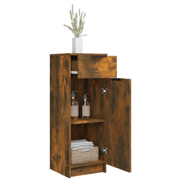 vidaXL Ντουλάπι Μπάνιου Καπνιστή Δρυς 32x34x90cm Επεξεργασμένο Ξύλο 1 τεμ.