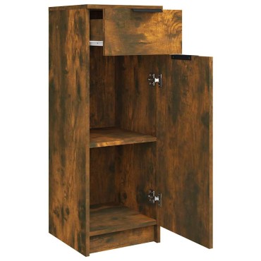 vidaXL Ντουλάπι Μπάνιου Καπνιστή Δρυς 32x34x90cm Επεξεργασμένο Ξύλο 1 τεμ.