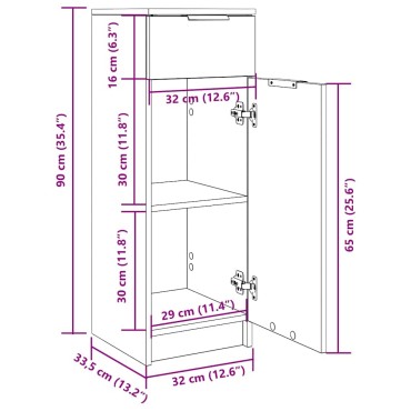 vidaXL Ντουλάπι Μπάνιου Καπνιστή Δρυς 32x34x90cm Επεξεργασμένο Ξύλο 1 τεμ.