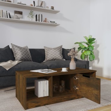 vidaXL Τραπεζάκι Σαλονιού Καπνιστή Δρυς 102x50x36cm Επεξεργασμ. Ξύλο 1 τεμ.