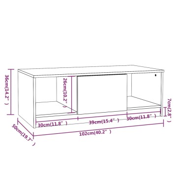 vidaXL Τραπεζάκι Σαλονιού Καφέ Δρυς 102x50x36cm Επεξεργασμένο Ξύλο 1 τεμ.