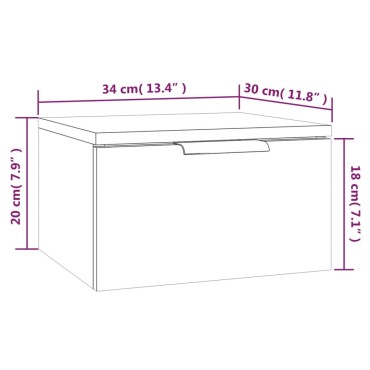 vidaXL Κομοδίνα Γκρι Επιτοίχιο Sonoma 34x30x20cm 1 τεμ.