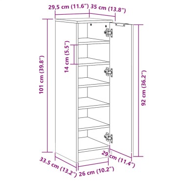 vidaXL Παπουτσοθήκη Γκρι Sonoma 30x35x100cm από Επεξεργασμένο Ξύλο
