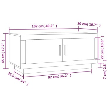 vidaXL Τραπεζάκι Σαλονιού Καφέ Δρυς 102x50x45cm Επεξεργασμένο Ξύλο 1 τεμ.