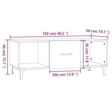 vidaXL Τραπεζάκι Σαλονιού Καπνιστή Δρυς102x50x40cm Επεξεργασμένο Ξύλο 1 τεμ.