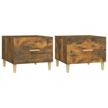 vidaXL Τραπεζάκια Σαλονιού 2 τεμ. Καπνιστή Oak 50x50x40cm Επεξ. Ξύλο