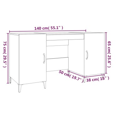 vidaXL Γραφείο Καπνιστή Δρυς 140x50x75cm από Επεξεργασμένο Ξύλο 1 τεμ.