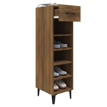 vidaXL Παπουτσοθήκη Καφέ Δρυς 30x35x105cm από Επεξεργασμένο Ξύλο