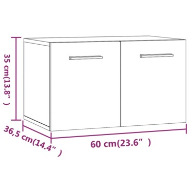 vidaXL Ντουλάπι Τοίχου Γκρι Sonoma 60x36,5x35cm Επεξεργασμένο Ξύλο 1 τεμ.