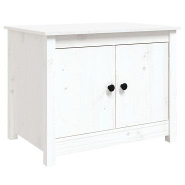 vidaXL Τραπεζάκι Σαλονιού Λευκό 71x49x55cm από Μασίφ Ξύλο Πεύκου 1 τεμ.