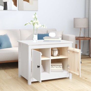 vidaXL Τραπεζάκι Σαλονιού Λευκό 71x49x55cm από Μασίφ Ξύλο Πεύκου 1 τεμ.