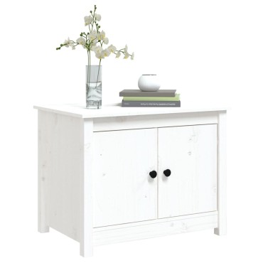 vidaXL Τραπεζάκι Σαλονιού Λευκό 71x49x55cm από Μασίφ Ξύλο Πεύκου 1 τεμ.