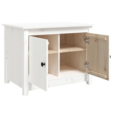 vidaXL Τραπεζάκι Σαλονιού Λευκό 71x49x55cm από Μασίφ Ξύλο Πεύκου 1 τεμ.