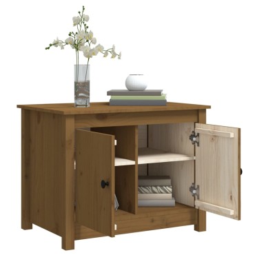 vidaXL Τραπεζάκι Σαλονιού Καφέ Μελί 71x49x55cm Μασίφ Ξύλο Πεύκου 1 τεμ.